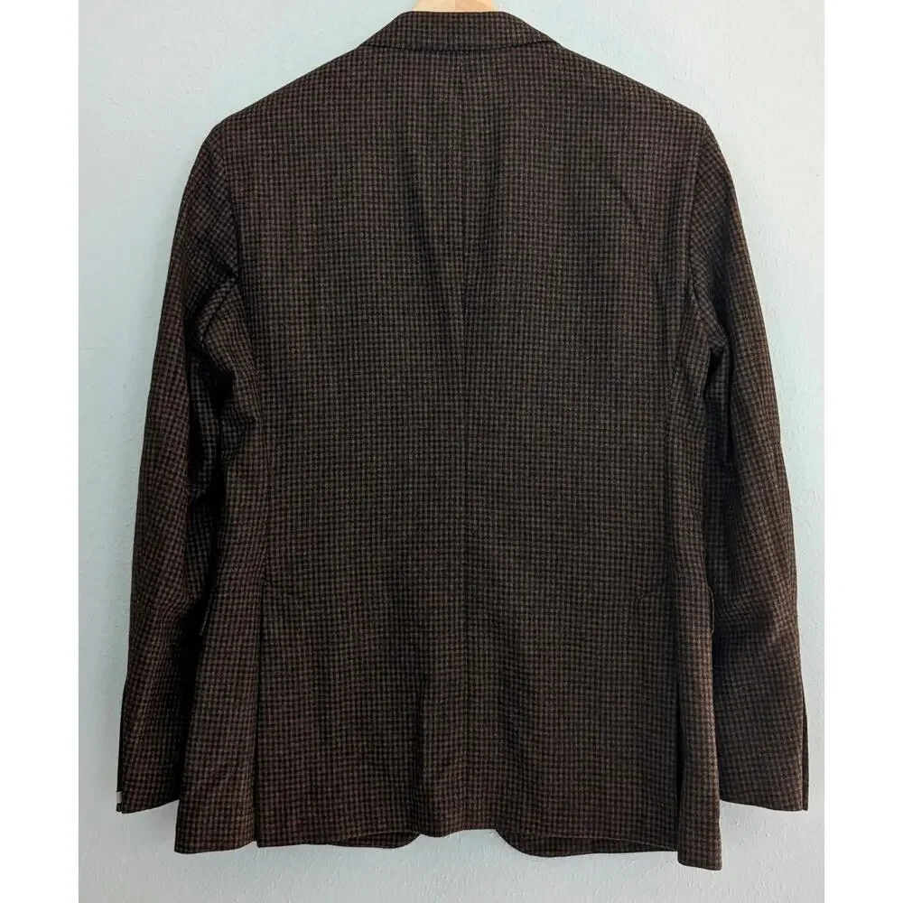 NWT 0909 Luxury Designer Brown Checked Sport Coat IT 48 US 38 Italian Blazer